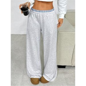 2026 New Design Ladies <b>Summer</b> Outdoor Sports Flare Elastic-Waisted Canvas Color Wide-Leg Loose <b>Pants</b> Women Casual - Product Image 4
