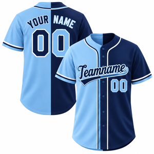 Maillot de baseball personnalisé bleu marine et blanc, imprimé par sublimation, nom de l'équipe 00, polyester respirant, unisexe adulte, manches courtes - Product Image 3