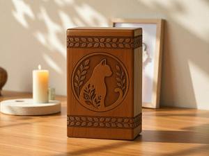 Urna Conmemorativa para Mascotas, Urna de Madera para Cenizas de Gato con Grabado Personalizado PARA CENIZAS HUMANAS, TAMAÑO MEDIANO 9X5.5, CAJA DE URNA - Product Image 2