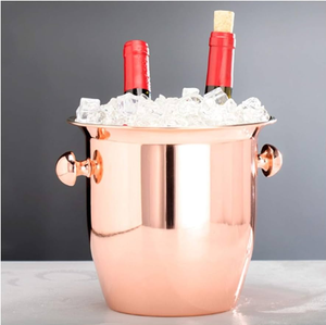 Cubo de hielo de cobre martillado, el más vendido, con acabado pulido espejo, para bebidas, artesanía con diseño de perillas, cubo de hielo de cobre - Product Image 1