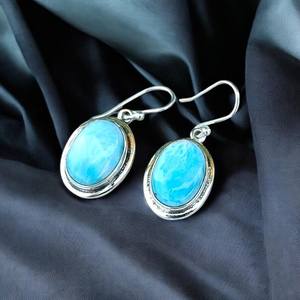 ต่างหูลาริมาร์ทำมือ เงินแท้ ดีไซน์ห้อยระย้า สไตล์โบฮีเมียน แรงบันดาลใจจากมหาสมุทร ของขวัญสำหรับผู้หญิง - Product Image 4