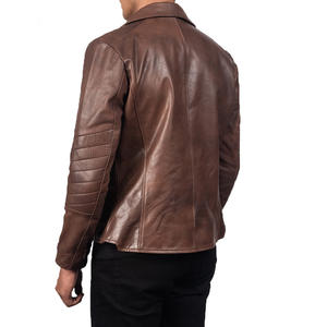Veste d'hiver en cuir d'agneau pour homme de qualité supérieure, imperméable, écologique, style motard, col montant en cuir véritable, OEM - Product Image 3