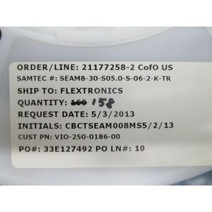 1 Lote de 158 Placas Samtec SEAM8-30-S05.0-S-06-2-K - Equipo y Piezas de Semiconductores de Confianza de Marca Global - Product Image 1