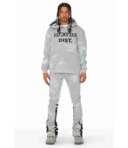 Ensemble en molleton de coton doux de luxe avec motifs streetwear personnalisés en relief haute densité pour homme, survêtement imprimé en relief - Product Image 1