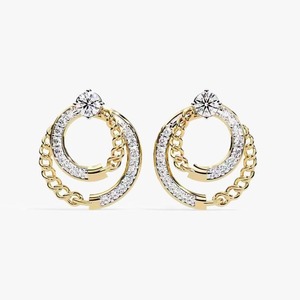 Wholesale Elegant Simple Yellow Gold Plated 925 Sterling Silver <b>Earrings</b> Diamond Accented Jewelry for Women - Product Image 1