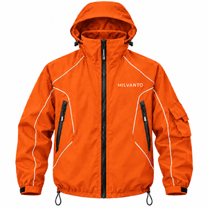 Black Custom Logo <b>Men</b>’s Hooded Windbreaker <b>Jacket</b> <b>Lightweight</b> Windproof Outdoor Windbreaker <b>Jacket</b> With Reflective Piping - Product Image 6
