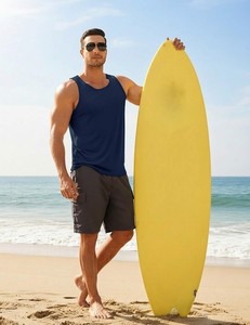 Débardeur de sport pour homme, écologique, sans manches, tissu extensible en spandex/coton, respirant, séchage rapide, entraînement, gym - Product Image 2