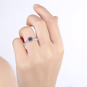 Anillo de Compromiso de Plata de Ley 925 con Amatista Púrpura Natural, Joyería Fina Única - Product Image 6