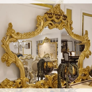 Luxury Rococo Turkish Style Mahogany Dressing <b>Table</b> with <b>Mirror</b> Full Gold Heavy Hand Carved Elegant <b>Vanity</b> Master Bedroom - Product Image 5