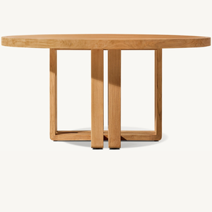 <b>Round</b> <b>table</b> furniture made of teak <b>wood</b> with a simple modern style for outdoor or indoor use, suitable for <b>dining</b> rooms - Product Image 3