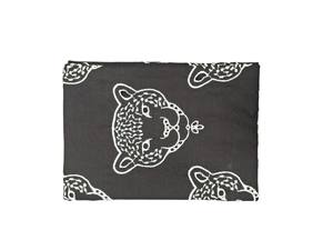 Tela de Algodón Negra Bordada con Motivo de Cabeza de Leopardo Blanco, Diseño Animal en Toda la Superficie, Trabajo con Hilo Buti, Material para Vestidos - Product Image 5