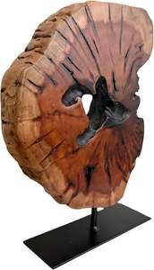 Sculpture d'art en bois organique, décor de table artisanal avec des fissures naturelles et une remplissage en résine, pour un intérieur moderne et minimaliste. - Product Image 2