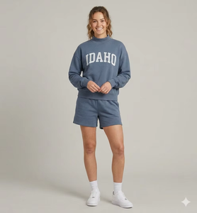 Classic Women Knee Solid Ribbed <b>Knit</b> <b>Set</b> Soft Stretch 100% Cotton Regular Fit Eco-Friendly Streetwear Comfortable Casual Wear - Product Image 1