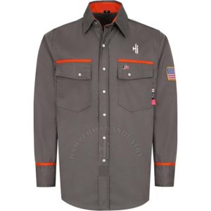 <b>Welding</b> <b>Shirt</b> Lightweight Cotton Safety Workwear Wholesale Men's Vintage Zipper Autumn FR Fire Resistant Welder Casual Workwear - Product Image 1