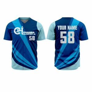 Uniforme de baseball personnalisé OEM, logo d'équipe personnalisé, nom, 100% polyester respirant, séchage rapide, manches courtes, poches, unisexe, adulte - Product Image 3