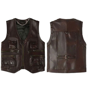 Chalecos y Chaquetas de Cuero de Grano Completo Transpirables para Hombre, para Uso en Exteriores, Moda, Calidad Premium, Cuello en V - Product Image 3