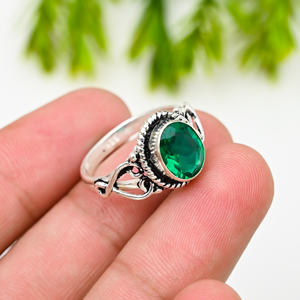 Anillo de Cuarzo Esmeralda con Plata 925, Joyería de Lujo para Fiestas - Product Image 2
