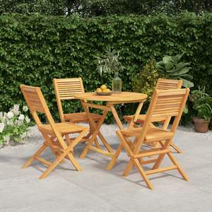 Set da Pranzo Pieghevole per Giardino in Legno di Teak Naturale, Arredamento da Patio - Product Image 1