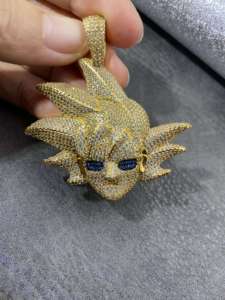 Pendentif Breloque Style Hip Hop avec Diamant Moissanite Rond Brillant de Qualité Supérieure, Motif Avatar de Dessin Animé, Sertissage à Griffes Micro-encastré par un Troisième Partie - Product Image 5