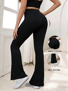 Women's Spring Summer <b>Flare</b> Pants High Waisted Yoga <b>Leggings</b> Tummy Control Workout Stretchy Casual Sports Wide Leg Seamless - Product Image 3