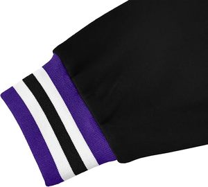 Chaqueta Varsity Negra y Azul para Hombre, Estilo Preppy, Cuello Camisero, Corte Regular, Botón Único, Cuero Genuino, Forro Polar para Invierno - Product Image 5