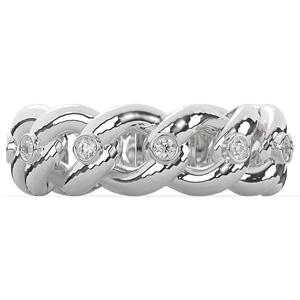 Bague pour femme en argent pur avec chaîne torsadée, sertie de diamants Moissanite, pour un anniversaire spécial, une surprise, ou un usage quotidien - Product Image 3