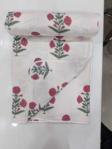 Ethnic Luxury Handmade Block Printed Organic Cotton Dohar All-Season Hotel Anti-Bacterial Eco-Friendly Floral Accents Soft Dohar - Product Image 3