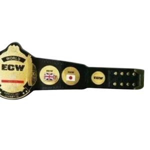 Cinturón de Campeonato Mundial ECW con Placa Dorada y Banderas de EE. UU., Reino Unido, Canadá y Japón, Correa Negra, Cinturones de Título Coleccionables - Product Image 3