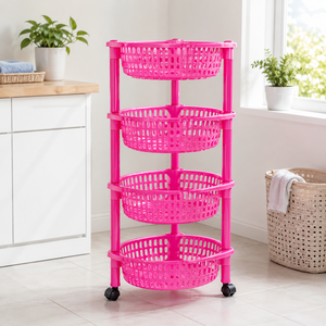 Modern High Quality Eco-Friendly Foldable Adjustable Plastic 4-Set <b>Storage</b> Trolley Four Layers for <b>Kitchen</b> Office Bathroom - Product Image 5