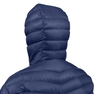 Veste matelassée décontractée pour homme, bleu marine, écologique, à capuche, 100% duvet, fermeture éclair sur le devant, coupe régulière, couleur unie, matière polyester - Product Image 4