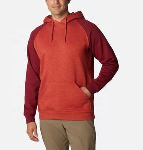 <b>Men's</b> <b>Red</b> Raglan Sleeve Hooded <b>Sweatshirt</b> Solid Color Fleece Casual Fit Autumn Wear - Product Image 1