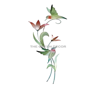 Nouvelle Décoration Murale en Métal, Oiseaux en Vol et Feuilles, Couleur Verte, Art Mural Décoratif pour la Maison, le Bureau, le Salon, la Chambre - Product Image 1