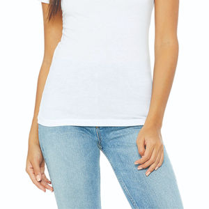 Camiseta de algodón ecológica personalizada para mujer, transpirable, antiencogimiento, diseño de cuello redondo, para verano, correr, fitness, entrenamiento, lisa, regular - Product Image 5