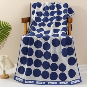 Toallas de Playa Personalizables 100% Algodón Teñido en Hilo y Jacquard, Toallas de Baño de Algodón Puro con Diseño de Ondas y Logotipo para Regalos de Verano - Product Image 4