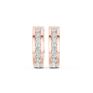 Boucles d'oreilles créoles Bali en argent sterling 925 plaqué or rose 18 carats avec zircon rond audacieux, bijoux modernes pour femme - Product Image 2