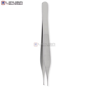 Pinzas de microcirugía 1x2 dientes, micro Adson para tejido, puntas rectas, mango plano, acero inoxidable, instrumentos médicos - Product Image 3