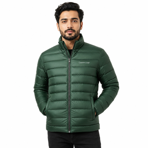 Veste d'hiver en duvet blanc pour homme, col montant, fermeture éclair, coupe-vent, rembourrage en polyester, veste décontractée de qualité supérieure - Product Image 1