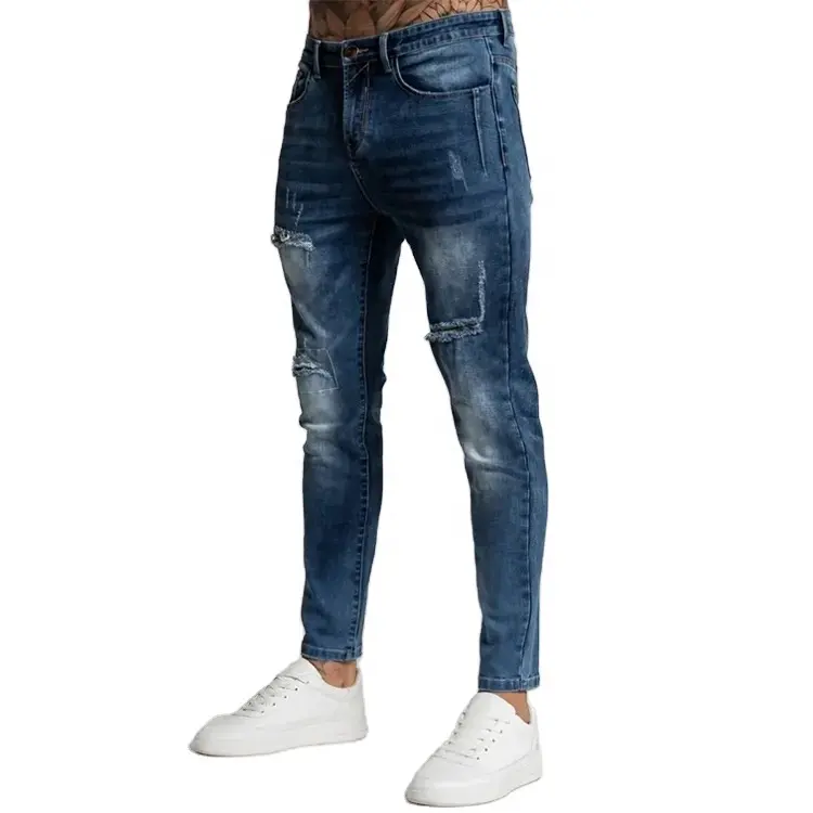 Jeans Fashion untuk pria grosir celana jeans slim fit pria desainer denim melar jeans biru dan hitam pria