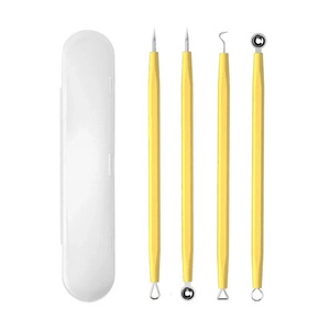 Premium 4 Piece Stainless Steel Acne Extractor Kit Blackhead Remover <b>Tools</b> with PU Leather Case for Facial Care - Product Image 1