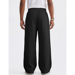 <b>Men's</b> <b>Black</b> Cotton Sweatpants Elastic Waist Drawstring Side Pockets Casual Loose Fit Autumn Wear - Product Image 6