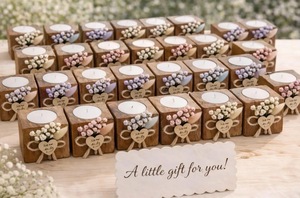 Wood <b>Tea</b> Light Holder Set Round Handmade Candle Holder for Home Decoration - Product Image 2