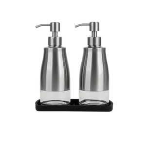 Distributeur de savon en acier inoxydable argenté, avec pompe métallique, distributeur décoratif pour la maison, la cuisine et la salle de bain - Product Image 1