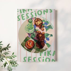 Kitchen Canvas <b>Print</b> Minimalist <b>Coffee</b> Icon Fika Sessions Bakery Scandinavian Cafe Wall Decor - Product Image 1