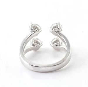 Round Cut Diamond <b>Open</b> Bypass <b>Ring</b> Four Stone Design Adjustable Wrap Style <b>Ring</b> in 14K White Gold Diamond <b>Ring</b> for Women's - Product Image 3