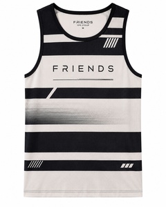 Men's Striped <b>Knitted</b> Breathable Tank Top O-Neck Casual Workout Sleeveless Top Black White - Product Image 1