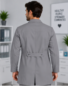 Blouse de laboratoire médicale blanche de créateur en gros pour homme, uniforme médical à manches longues en polycoton respirant pour le travail pharmaceutique - Product Image 2