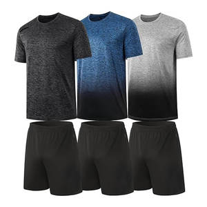 Ensemble short et t-shirt de sport respirant pour l'entraînement, le basketball, la course à pied, le football, avec taille élastique et poche - Product Image 1