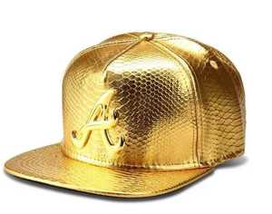 Casquette Snapback Dorée Métallique avec Logo Personnalisé Unisexe Style Urbain Décontracté Tissu Courant pour Adultes - Product Image 1