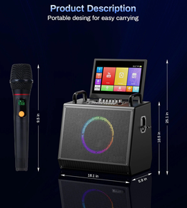 Portable Wireless Karaoke <b>Speaker</b> Touch Screen Dual Microphone RGB <b>LED</b> PA System for Home Party Outdoor - Product Image 2