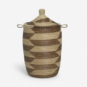 Panier de rangement moderne en jonc de mer tressé à la main avec cordes en plastique Nouveau panier à linge décoratif pour le rangement et l'organisation de la maison - Product Image 1